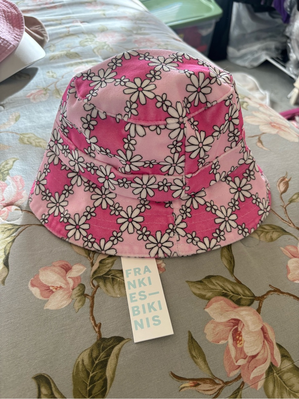 Frankies Bikinis Pink Daisy Tie-Dye Bucket Hat